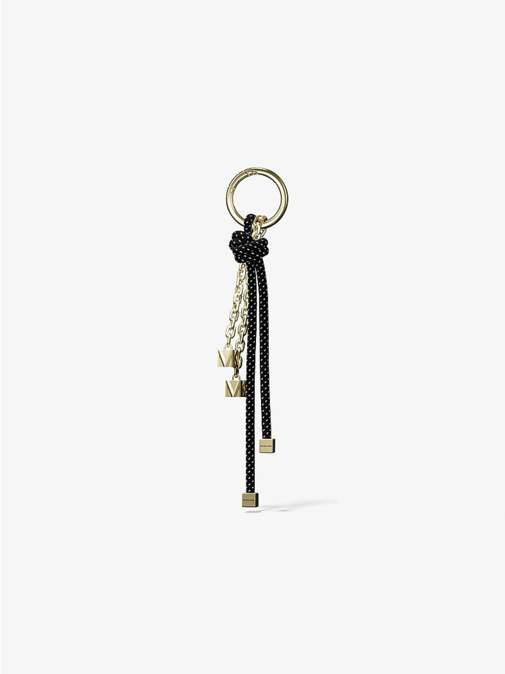 MICHAEL Michael Kors Gold-Tone and Speckled Cord Bag Charm in black.
